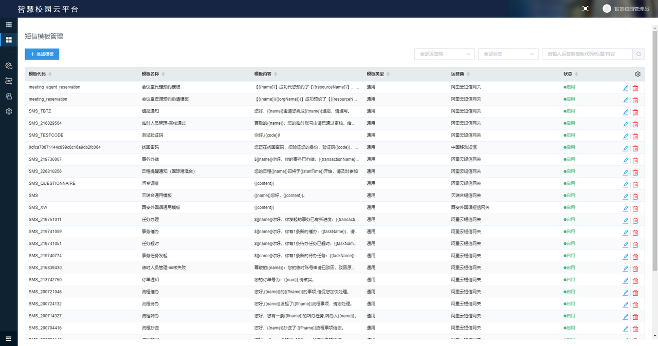 短信模板管理